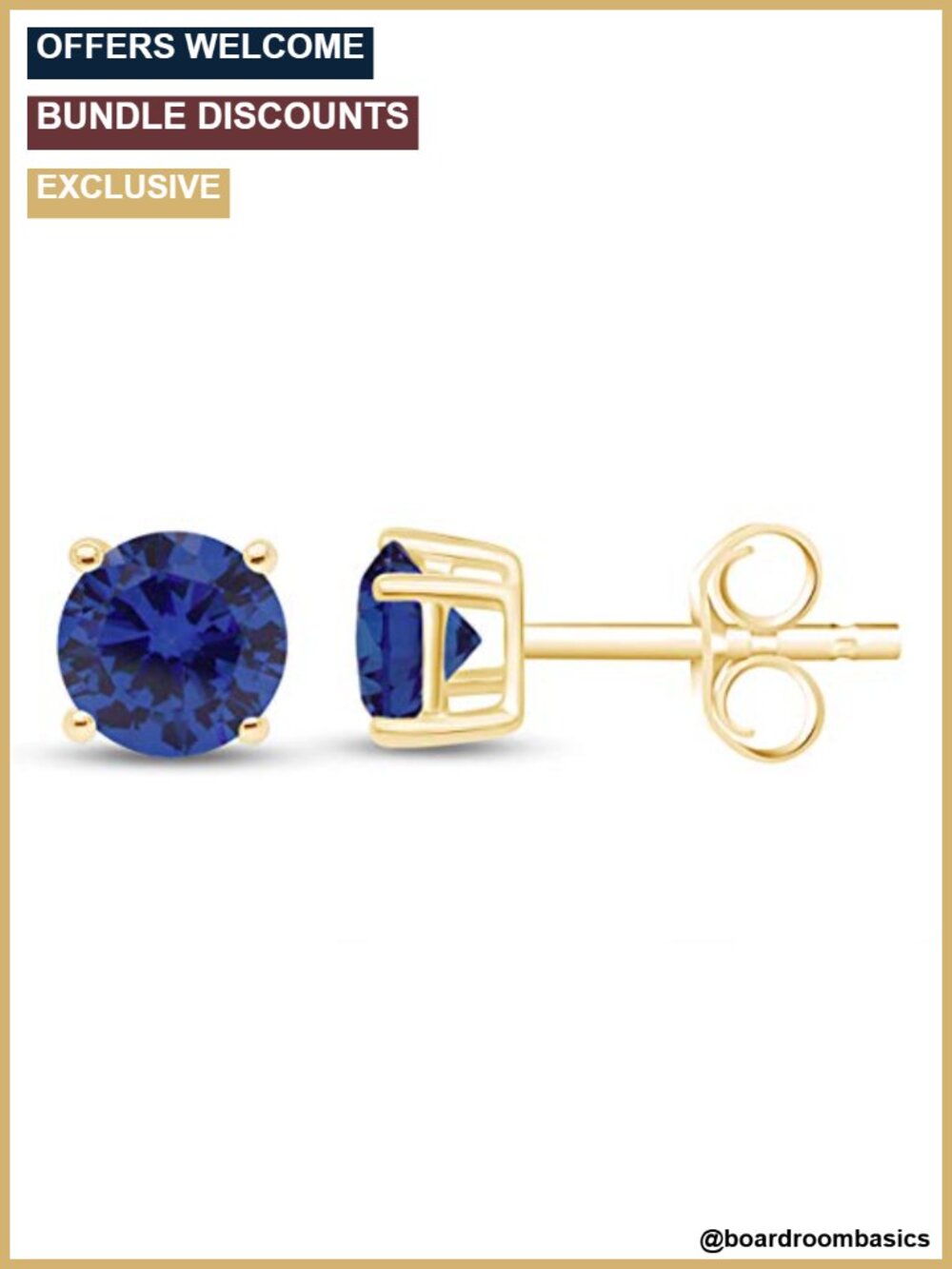 5MM Birthstone Stud Earrings 925 Sterling Silver 14K Yellow Gold Plated